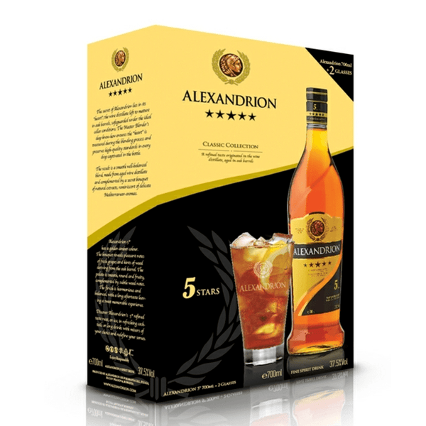 Alexandrion brandy 5 stele Classic Collection cu 2 Pahare - Delumani - Magazin Romanesc 